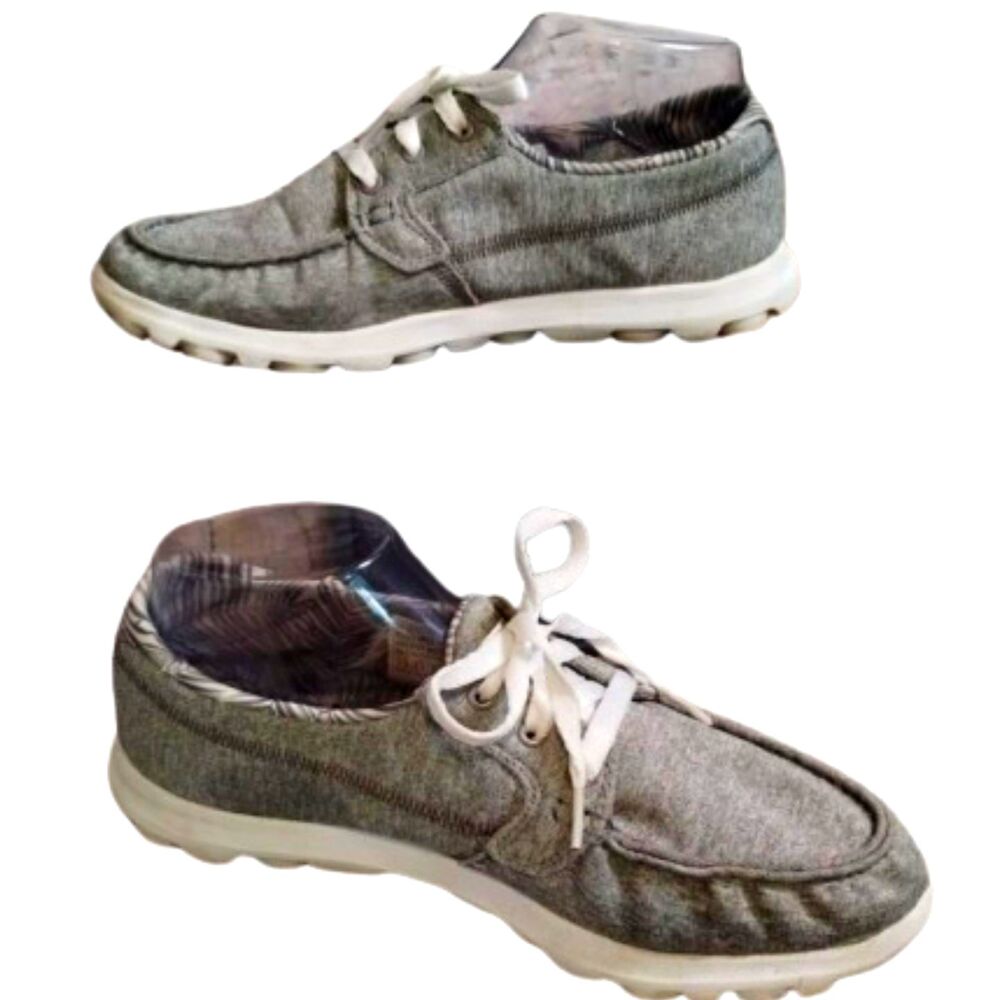 Skechers On The Go Oxford Loafers Boat Shoes Lace Up Gray Women's 7.5